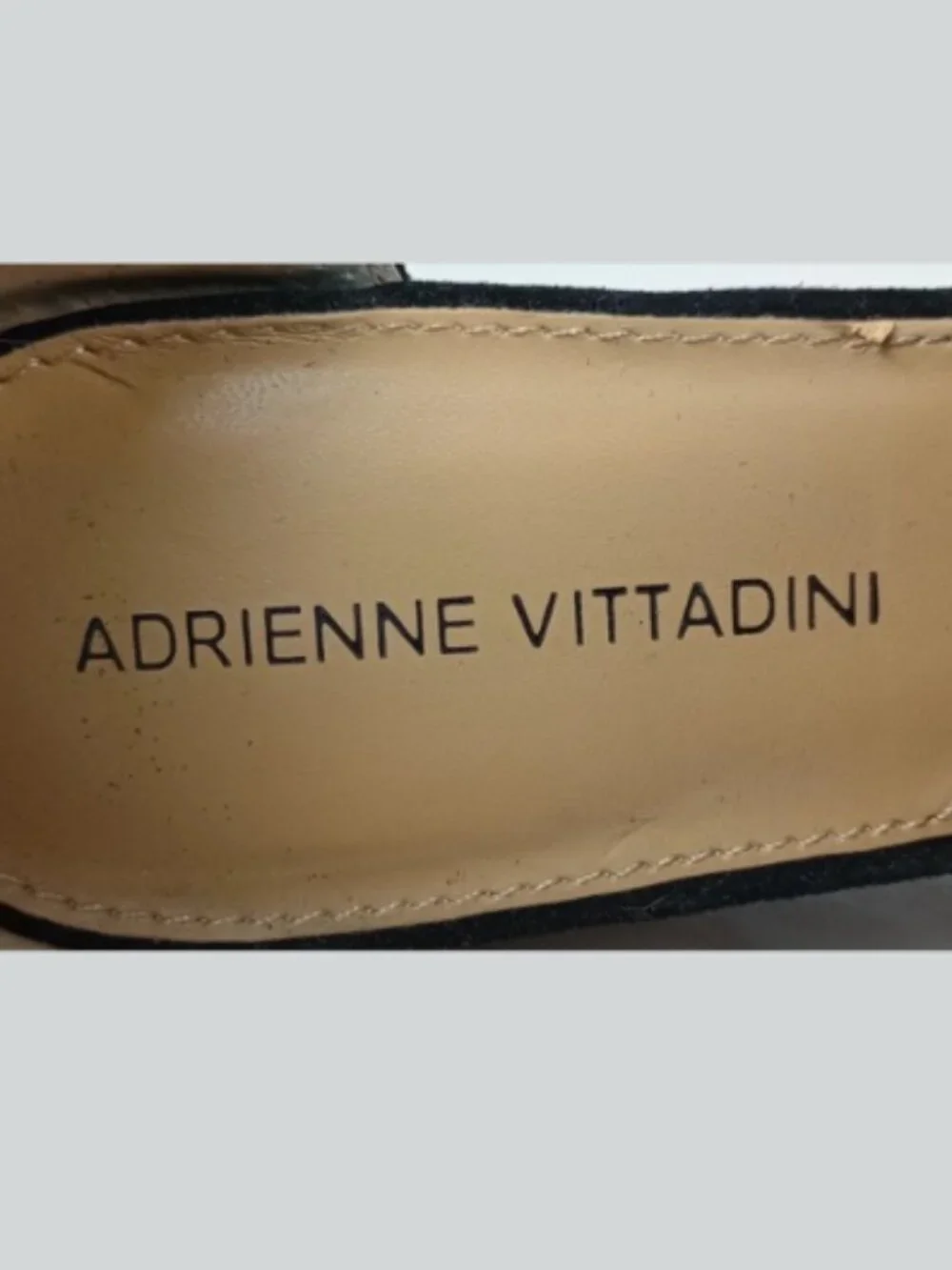 Adrienne Vittadini Women 8.5M Black Fine Leather‎ Suede Ankle Wedge Heel Sandals